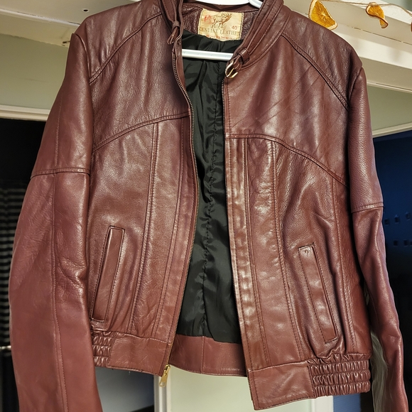 Source Unknown Jackets & Blazers - Vintage Burgundy Leather Jacket